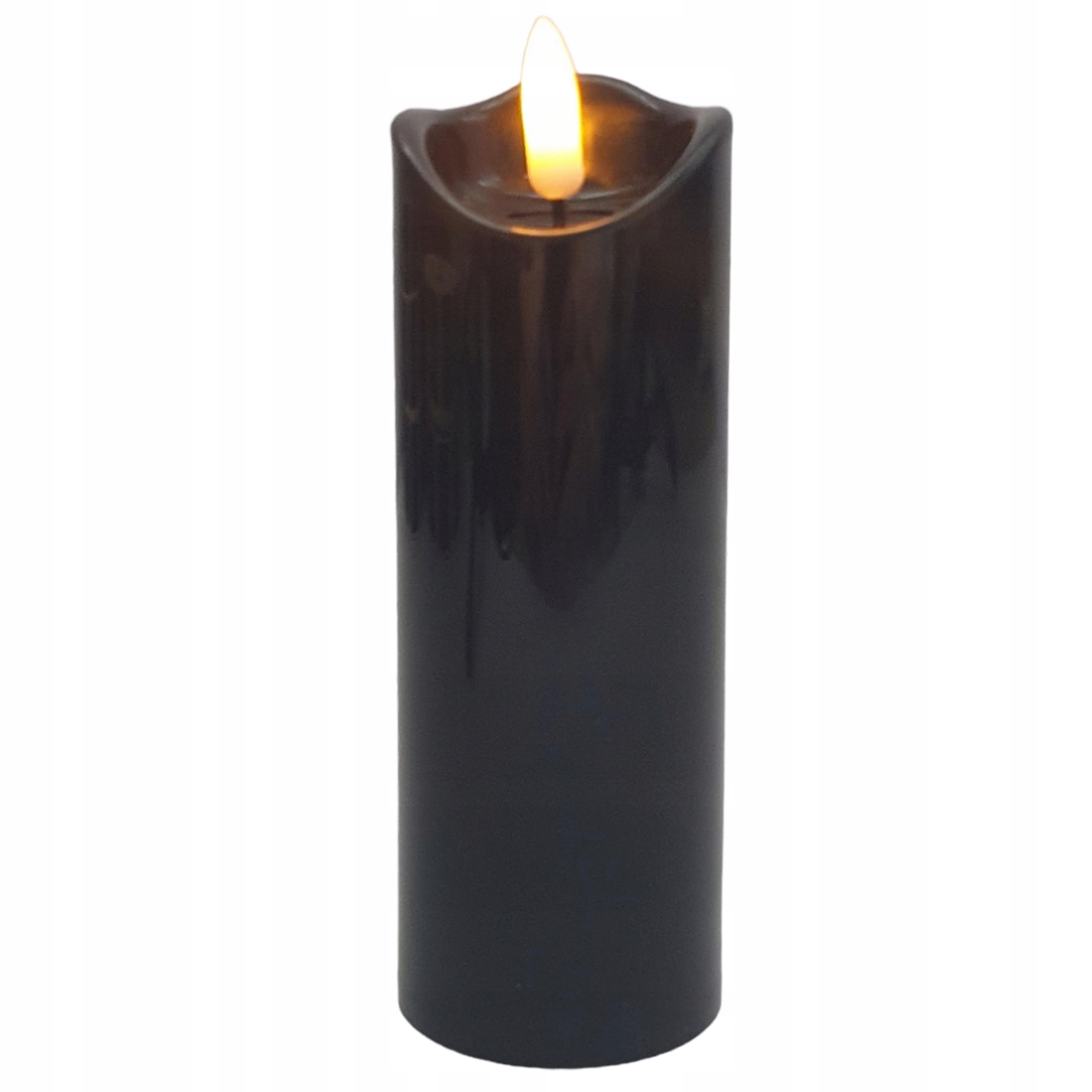 ŚWIECZKA LED CZARNA WĄSKA DO LATARNI ŚLUB 15cm