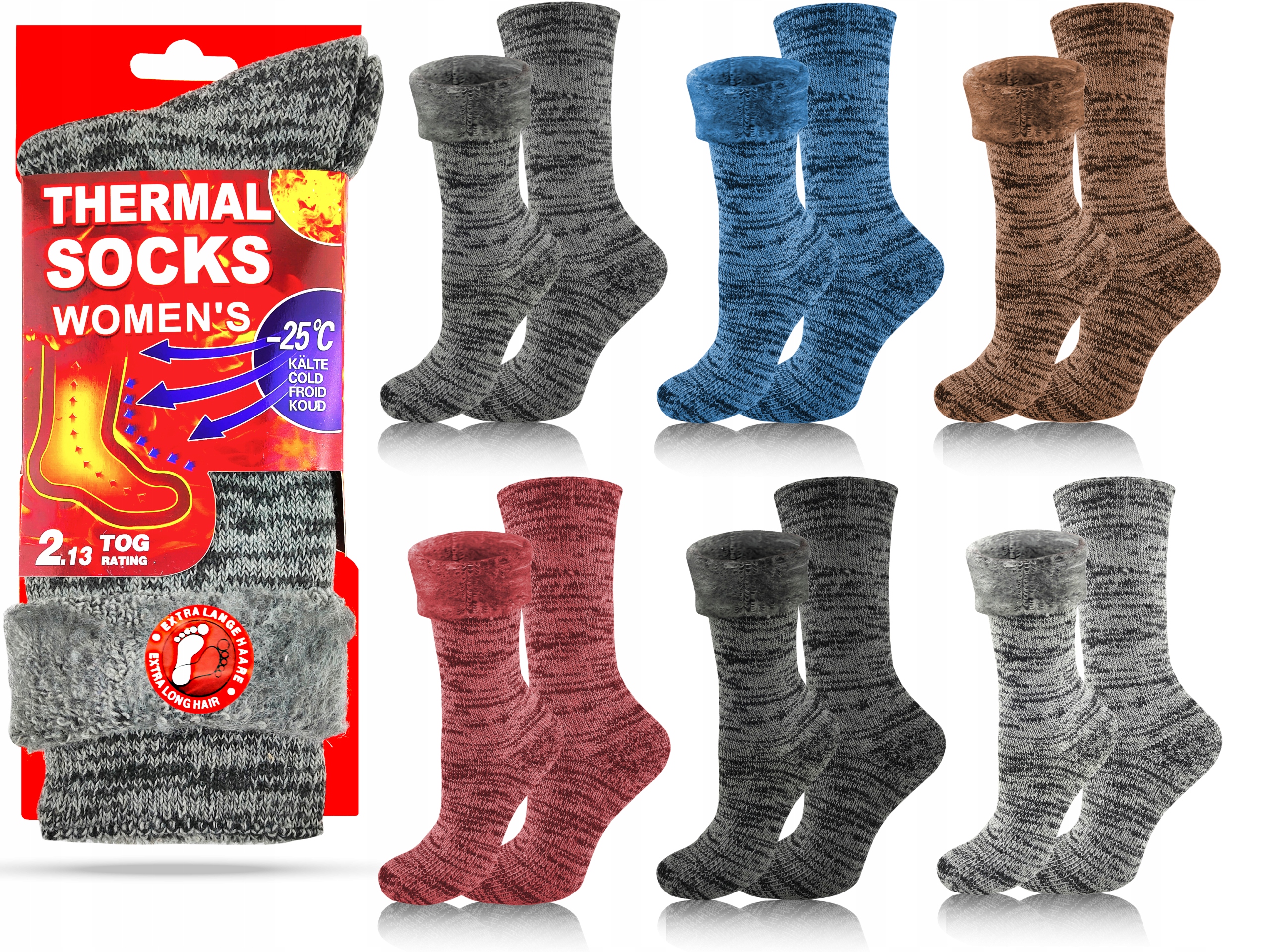 

6X Skarpety Damskie Termo Ciepłe Zimowe -25C