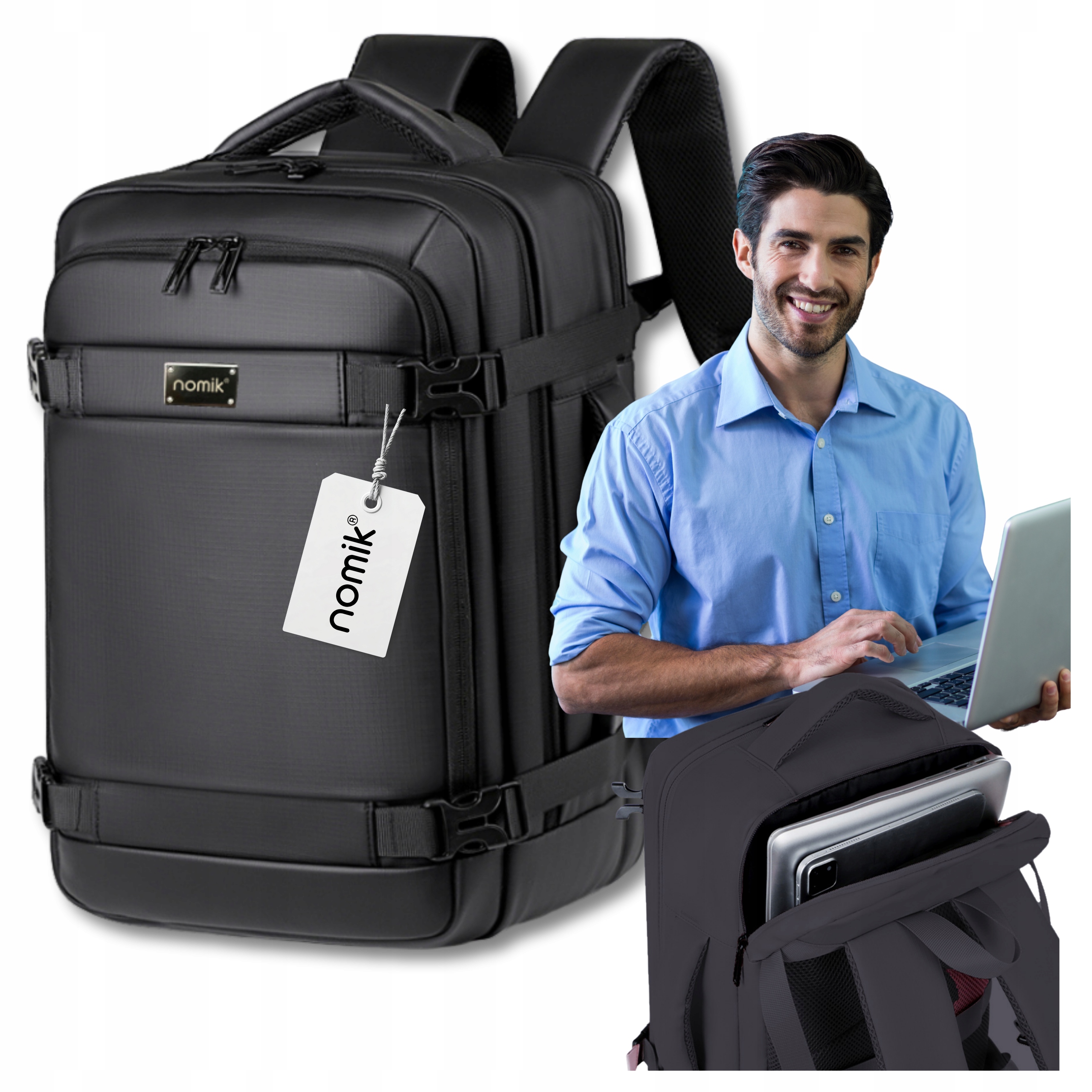 Plecak na laptopa 15,6" czarny wodoodporny miejski podróżny biznesowy Usb