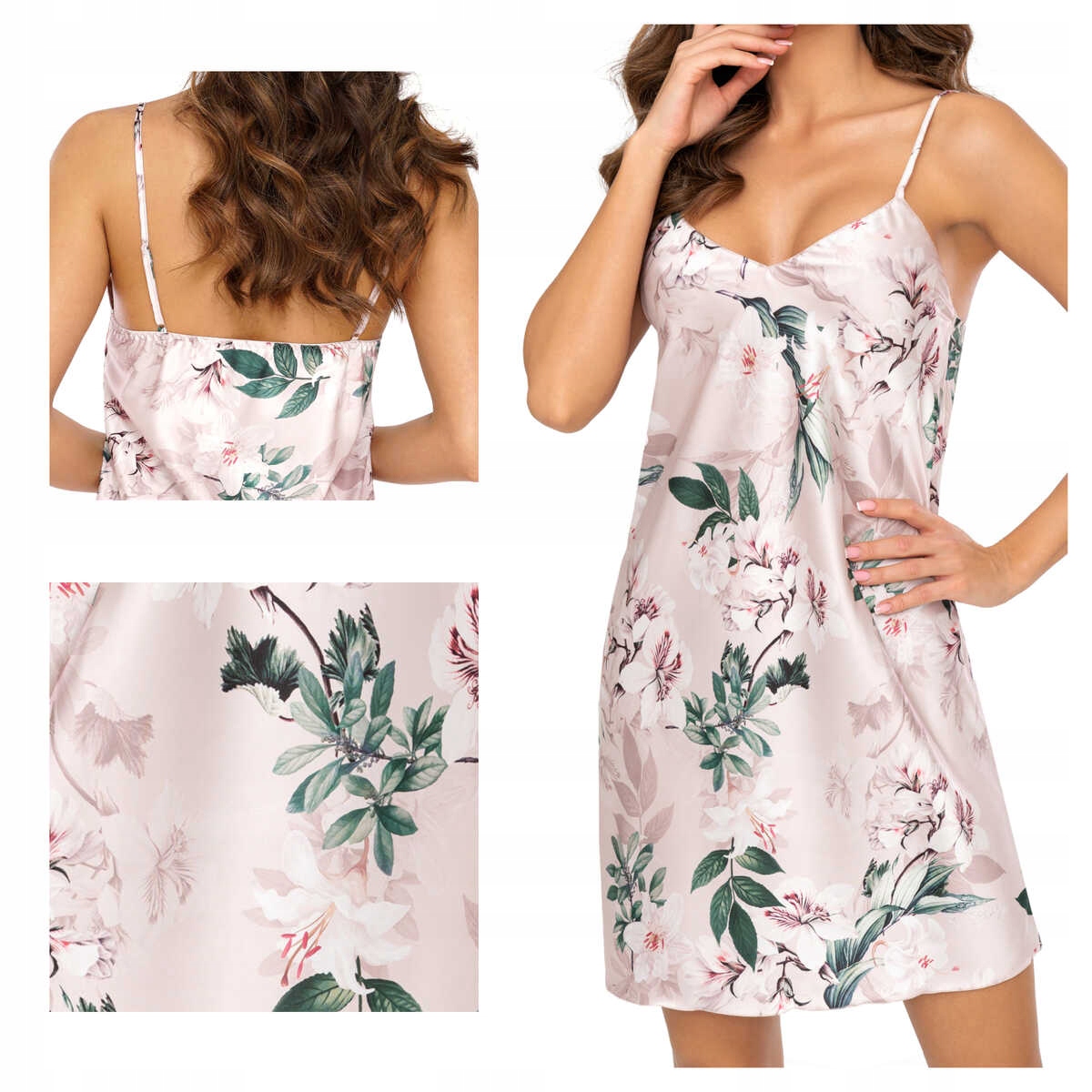 Donna Košile noční dámská saténová s ramínky Nelly XL