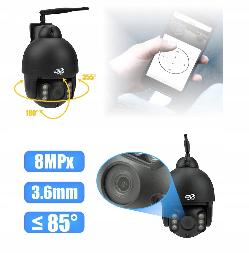 BEZPRZEWODOWA ZEWNĘTRZNA KAMERA WIFI PTZ 8Mpx 4K Model DVS-SDIP8040E-IRWs