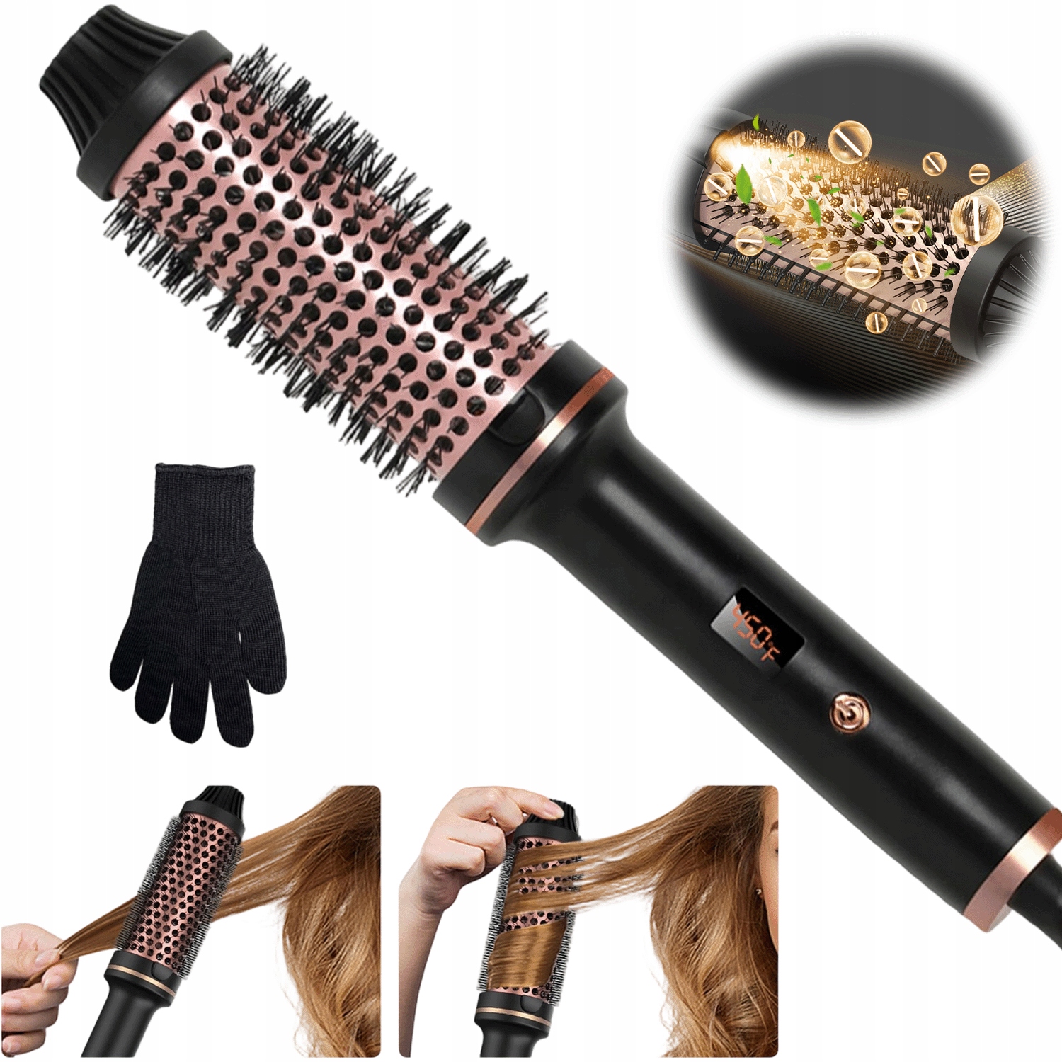 Elektryczna szczotka do włosów 3w1 38mm jonizacja ergonomiczna rączka