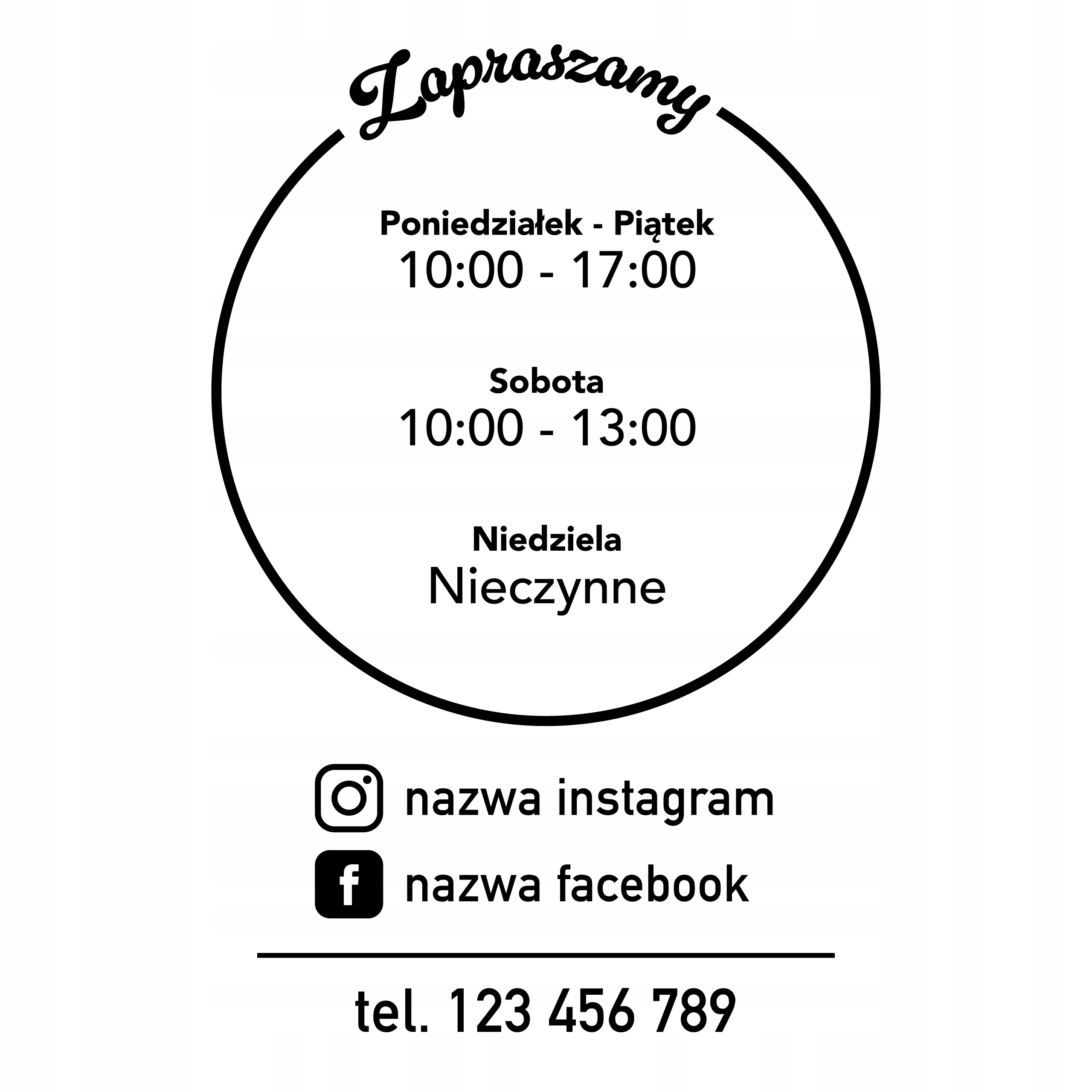 

Naklejka godziny otwarcia 40x60cm W49