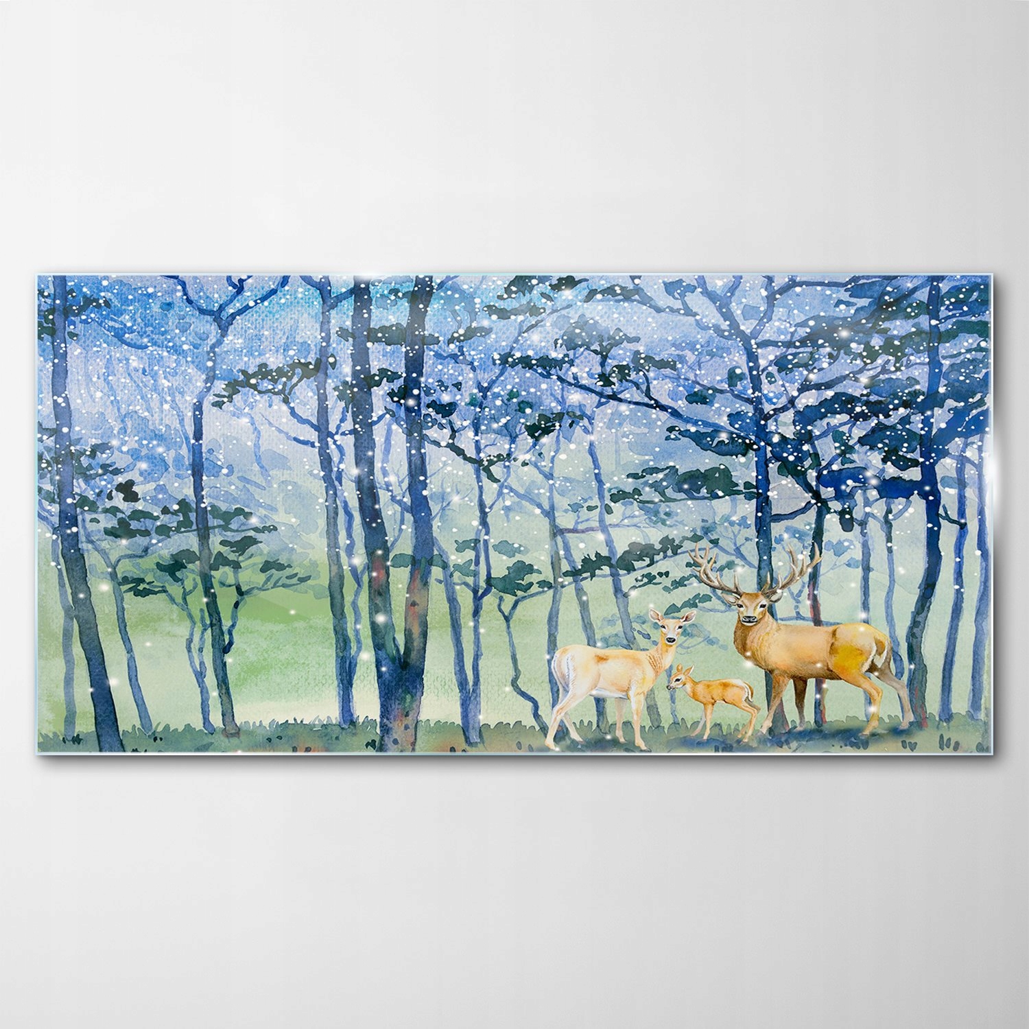

Obraz na Szkle Dekor Śnieg Zima Jeleń Las 140x70