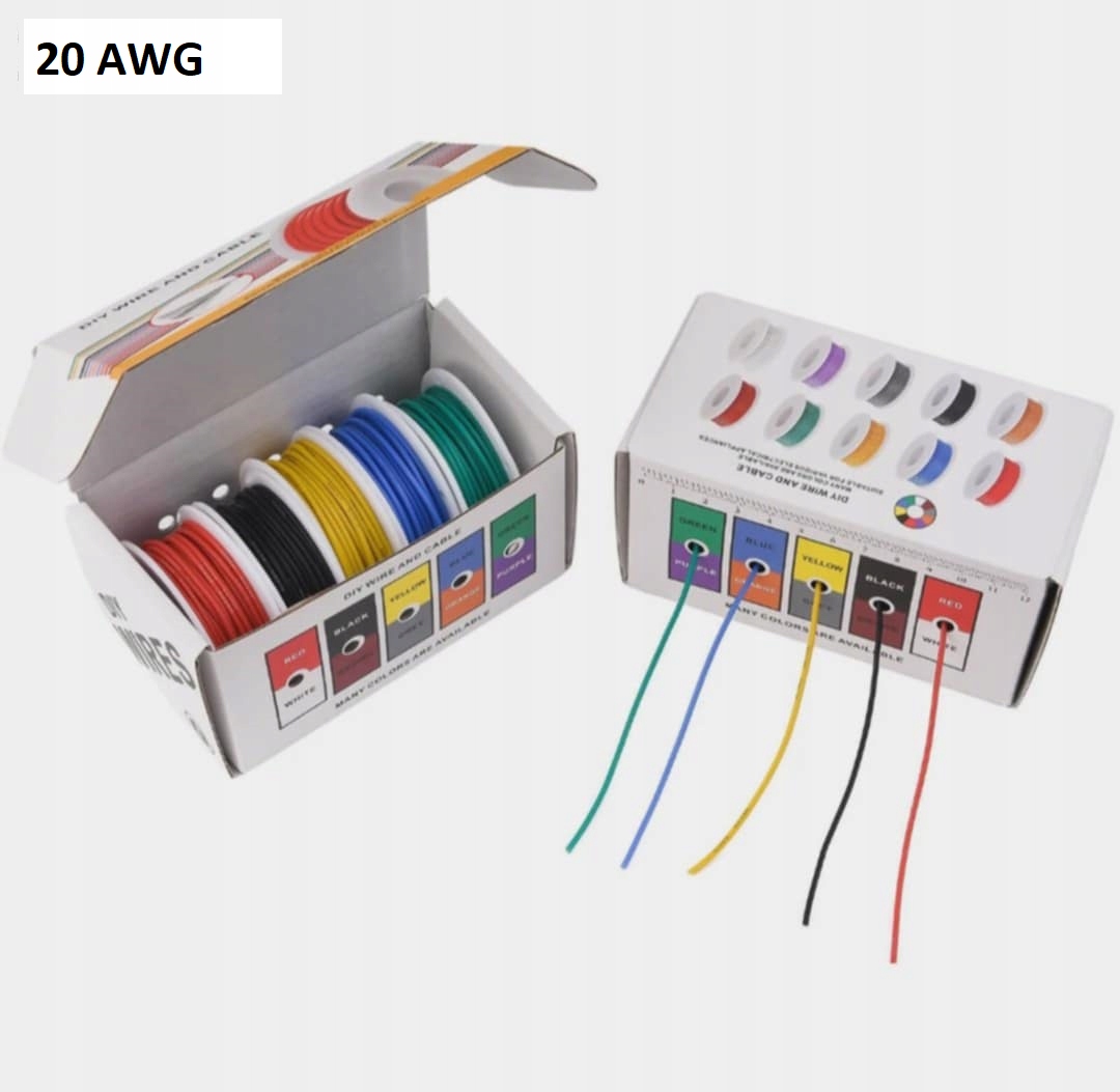 Sada elektrických kabelů Diy – 6 barev 20AWG 60 metrů dům