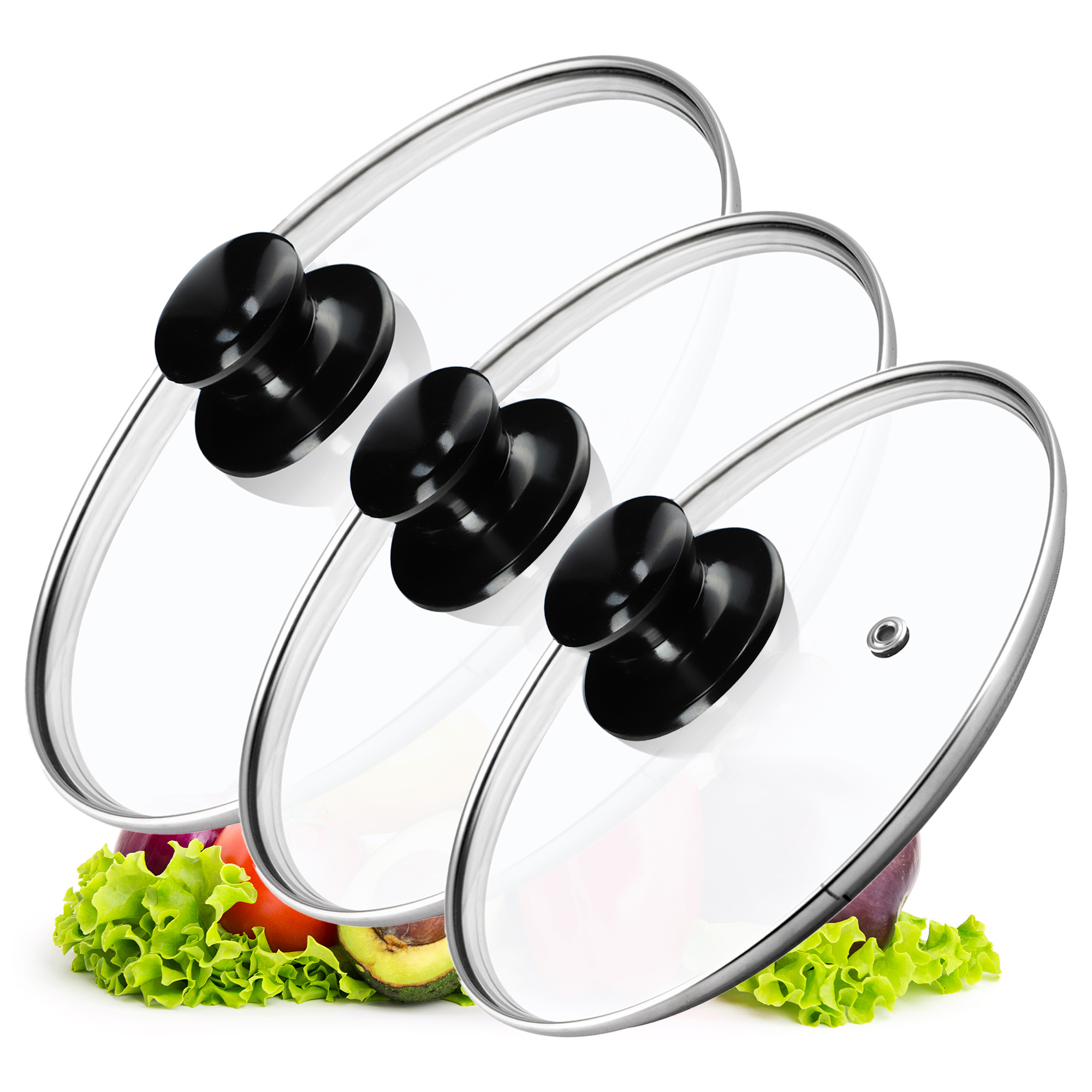 KADAX POKRYWKA SZKLANA ZESTAW POKRYWEK 20/24/28cm Kształt okrągły