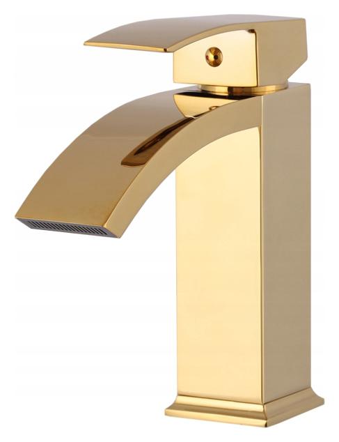 Zlatá Umyvadlová Baterie Nízká Kaskáda Vodopád