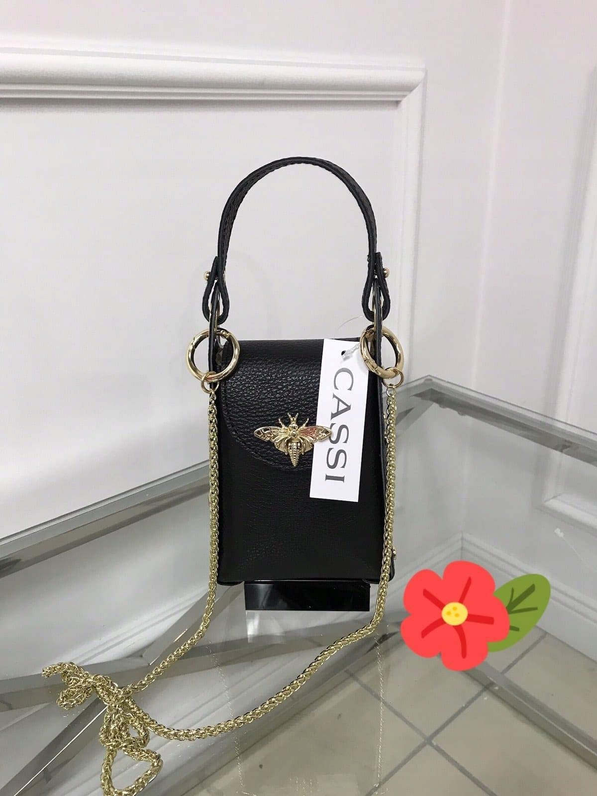 Černá kabelka z přírodní kůže Polský Výrobce