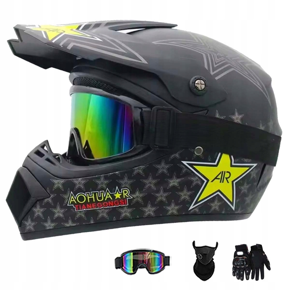 Motocyklová Přilba Lehká Enduro Quada Brýle Rukavice Maska S
