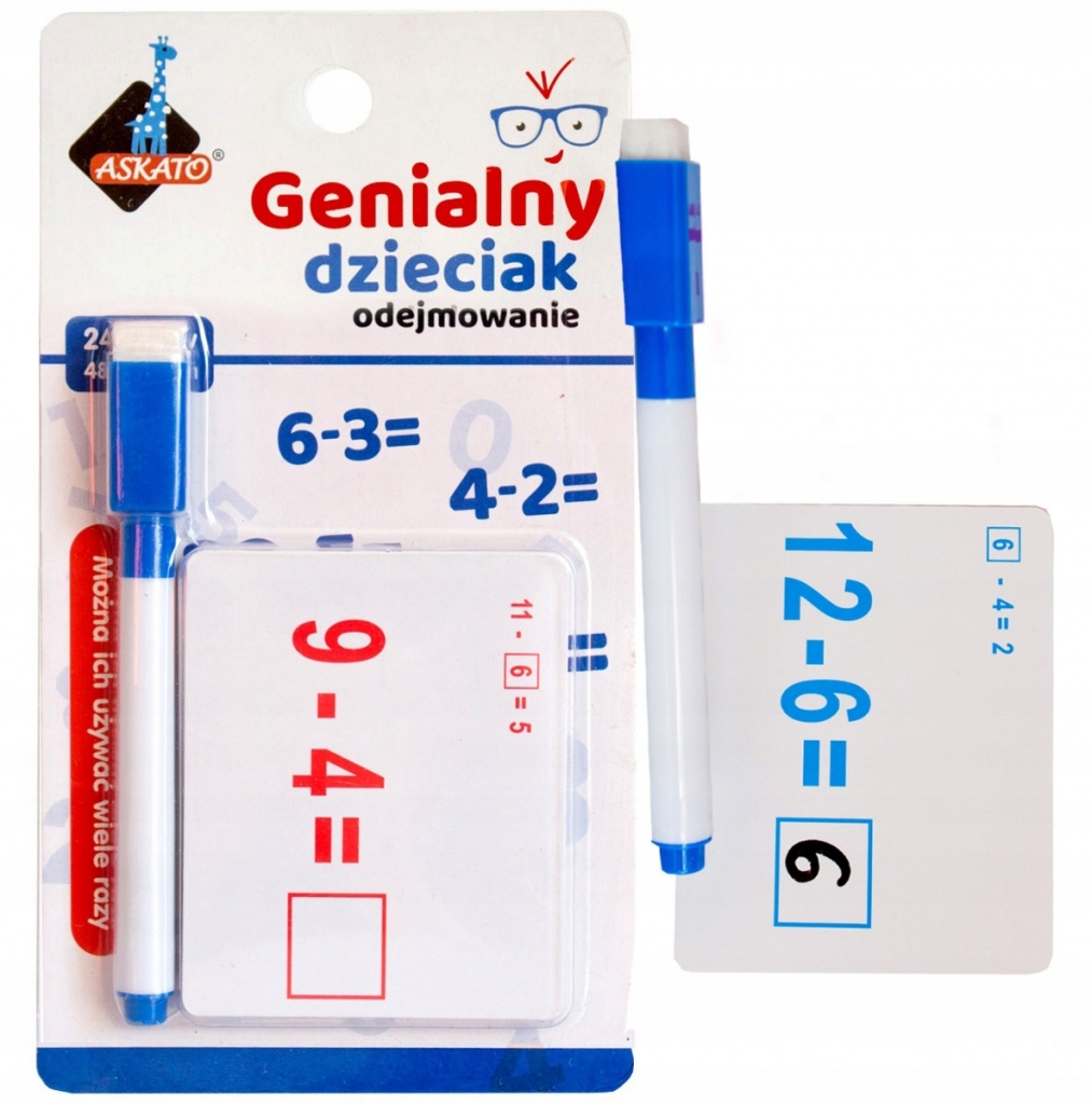 GENIALNY DZIECIAK FISZKI NAUKA ODEJMOWANIA ODEJMOWANIE 5+ ASKATO
