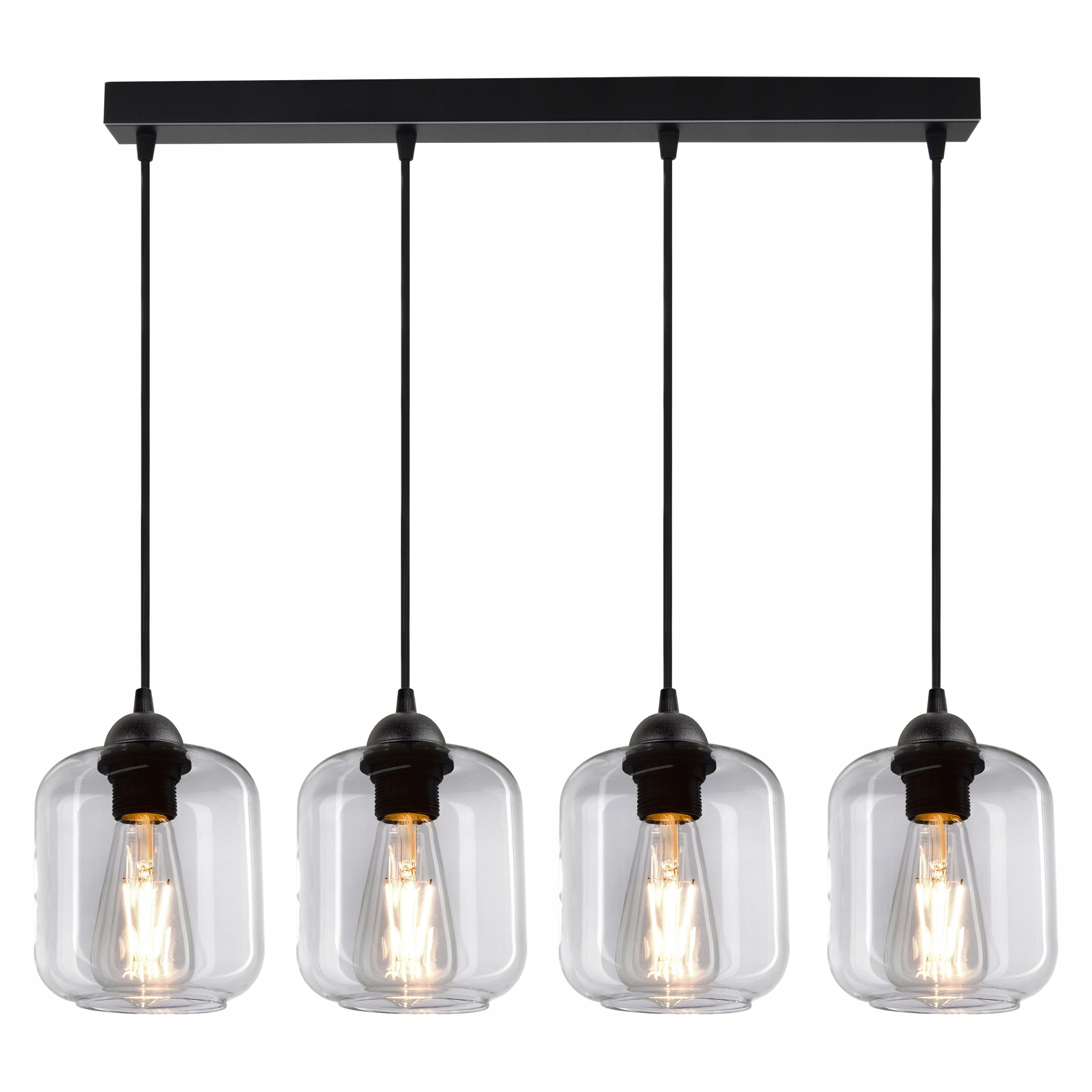 

Lampa Wisząca Żyrandol Plafon 4 Klosze Transparent