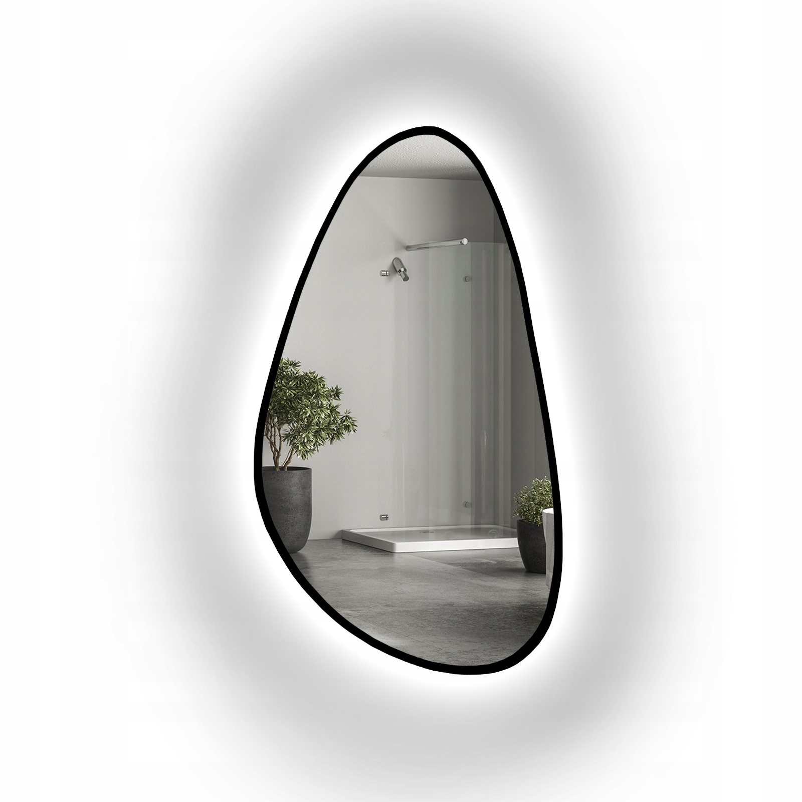 Organické Zrcadlo Syderyt v černém Mdf rámu s Led podsvícením 80x147