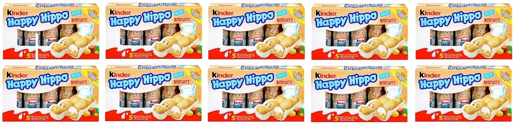 10x 103,5g Kinder Happy Hippo Biscuits White Uk Karton