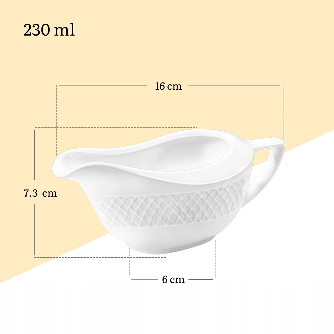 Sosjerka biala porcelanowa Wilmax z uchwytem 230 ml Kolor biały