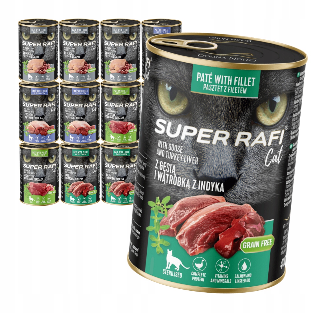 Levně Rafi Cat 12x400g Bezobilné Vlhké Krmivo pro kočky Mix Chutí