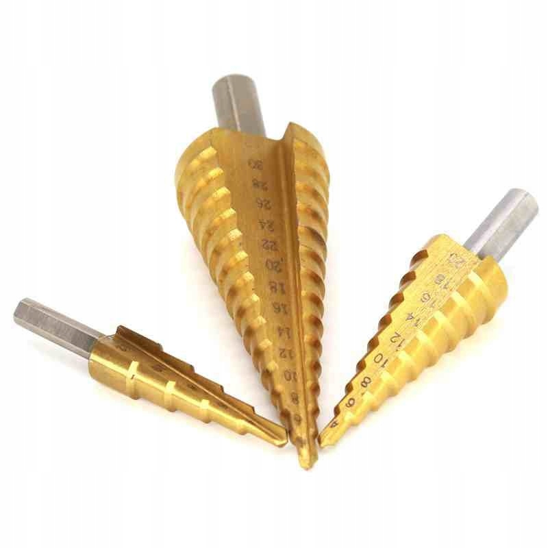 WIERTŁA STOPNIOWE STOŻKOWE SPIRALNE CHOINKOWE METALU ZESTAW WIERTEŁ 4-32mm Kod producenta V05049