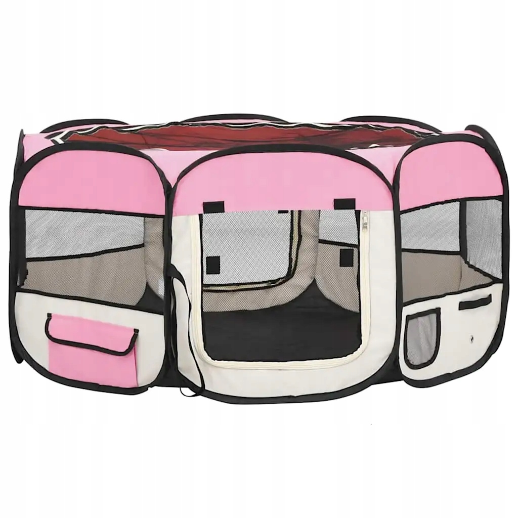 Skládací kotec pro psy 145x145x61 cm, růžovo-krémová