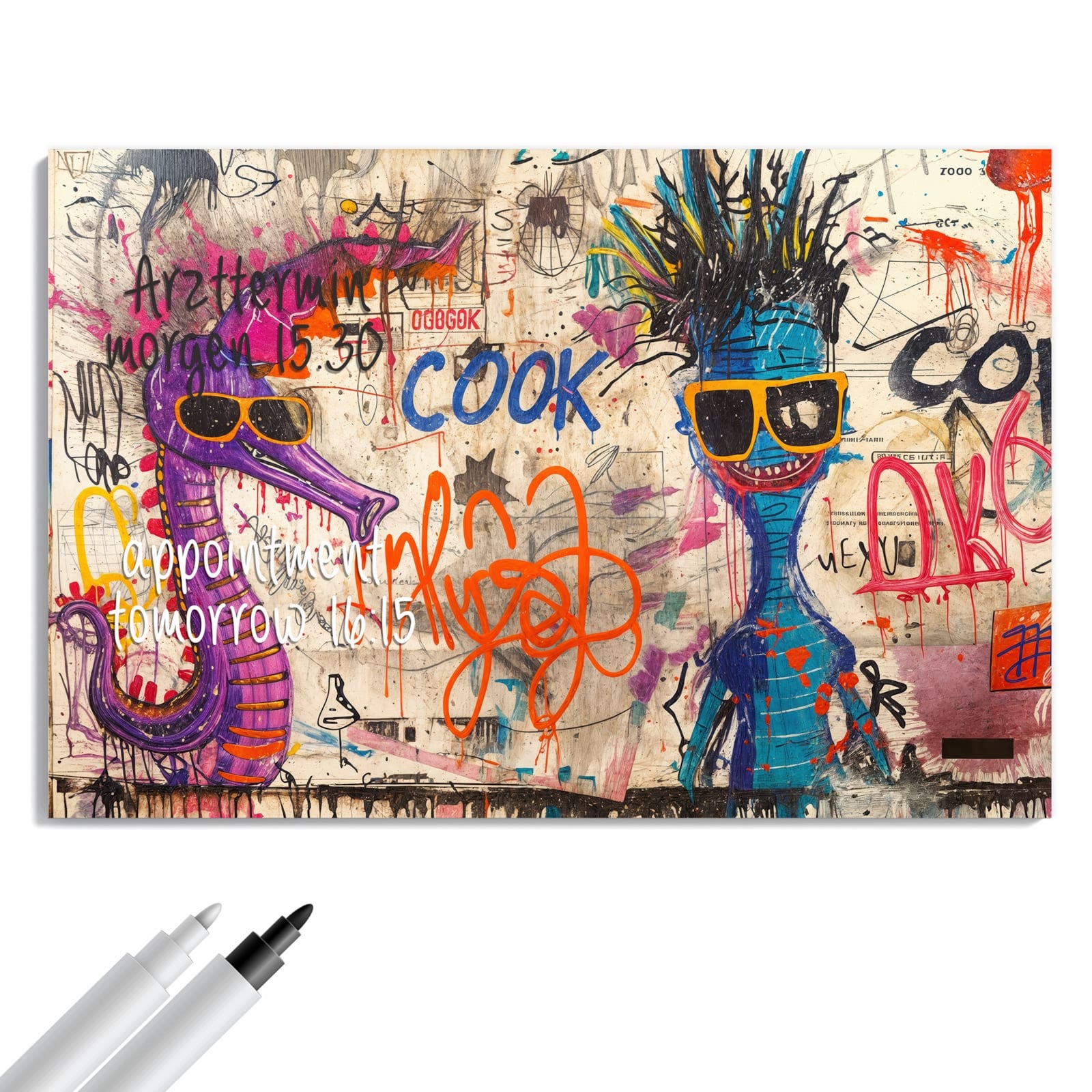 Magnetická tabule Graffiti Zvířata 90 × 60 cm