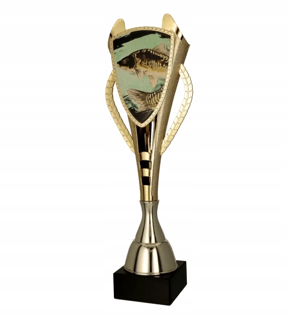 Pohár pro děti trofej odměna ve zlaté barvě Rybaření 40,5 cm