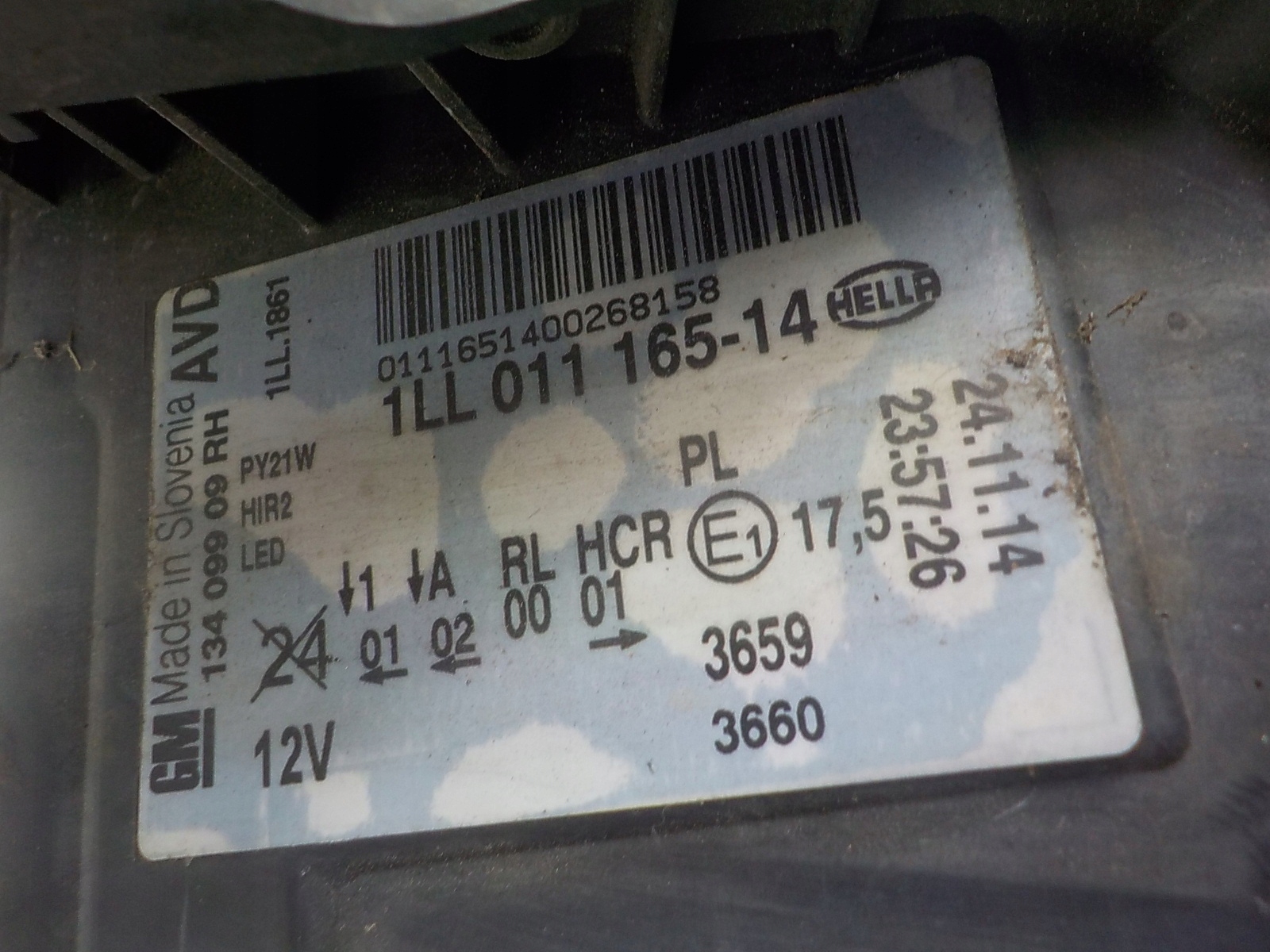 OPEL INSIGNIA A LIFT light right front front 1LL011165-14 UK