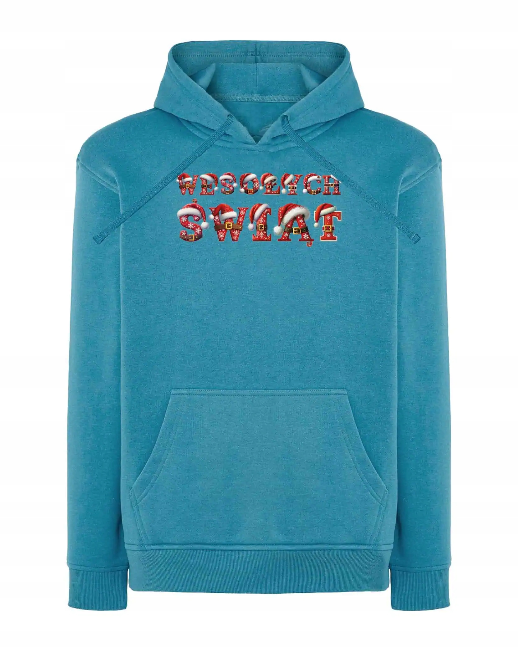 Mikina s kapucí Vánoční Mikuláš Světle modrá XL