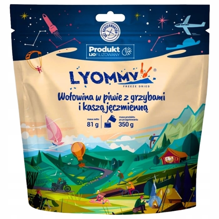 Żywność liofilizowana Lyommy Wołowina w piwie z grzybami i kaszą jęczmienną
