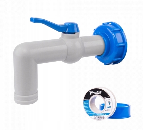 

Kran 1" Pp 90°z adapterem na wąż 33mm z taśmą