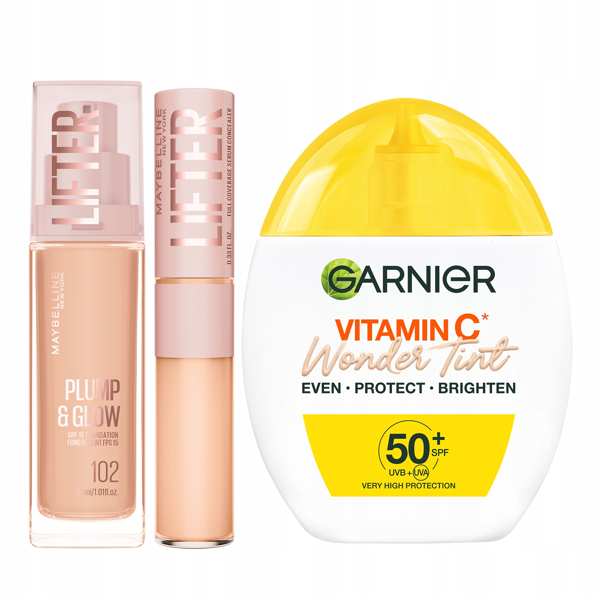 Zestaw Maybelline Lifter Podkład 102 Int Korektor do Twarzy 15 +Krem SPF50+