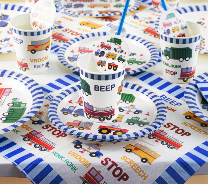 KUBECZKI papier AUTA samochody URODZINY policja Marka PartyPal