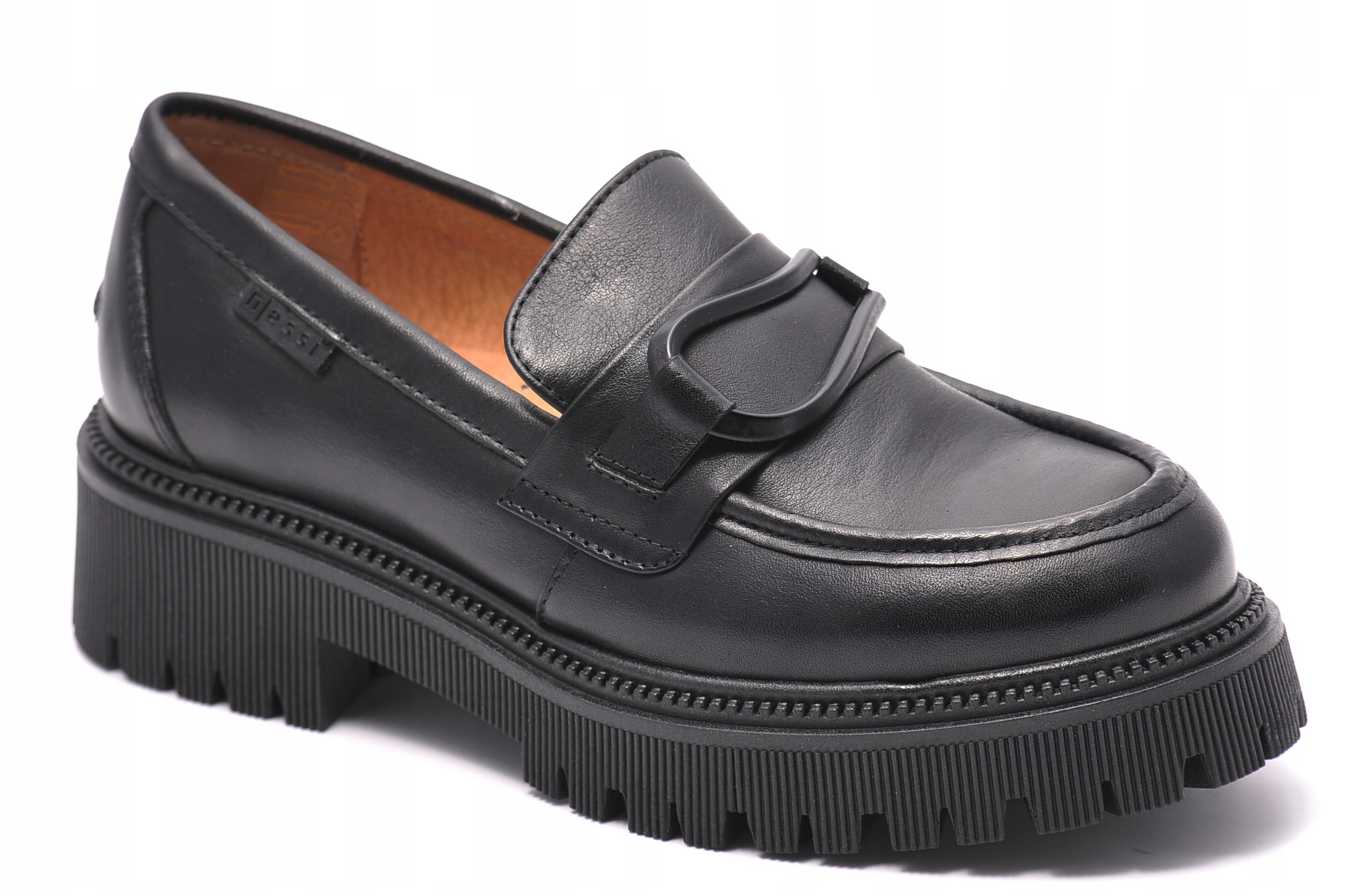 Nessi 22341 Černé mokasíny s celozrnnou úpravou, Velikost 40