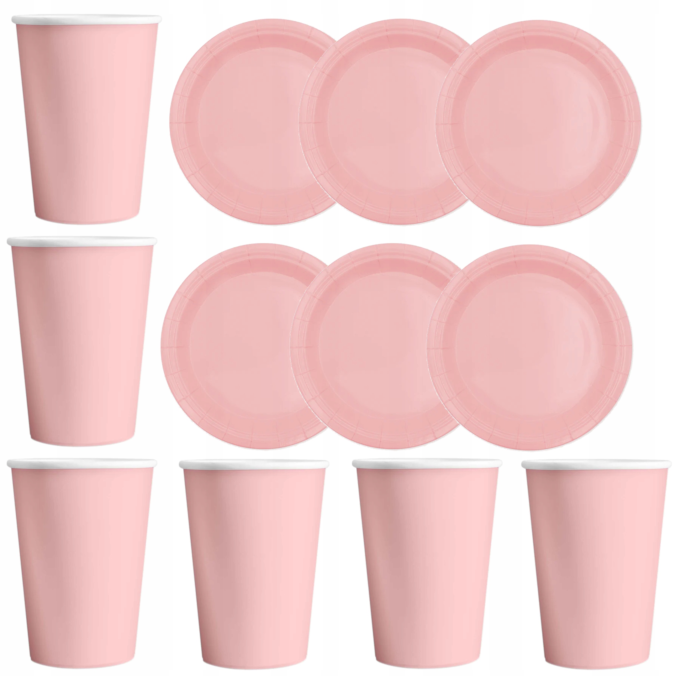 Komplet Kubeczki Talerzyki Różowe na Urodziny Dziewczynki Panieński 12szt