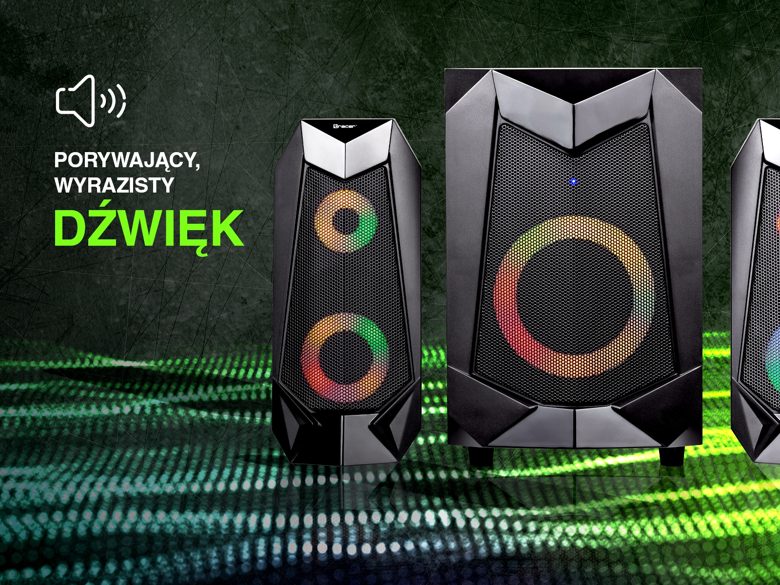 2.1 Bluetooth-колонки для комп'ютера Tracer Hi-Cube BT RGB Flow 20W LED для телевізора Потужність динаміка (RMS) 20 Вт