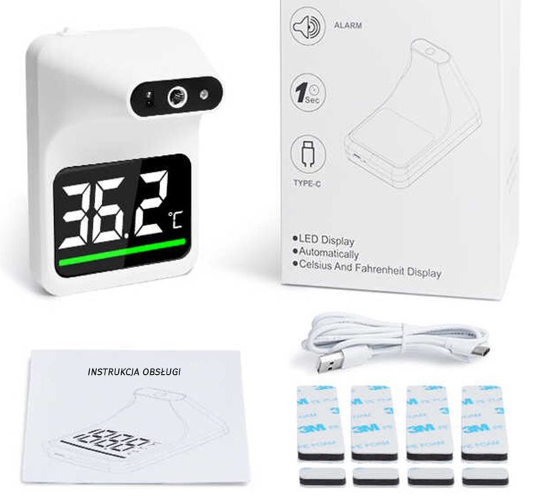 Bezdotykowy termometr z Aplikacją (iOS/And)+ZAPIS!