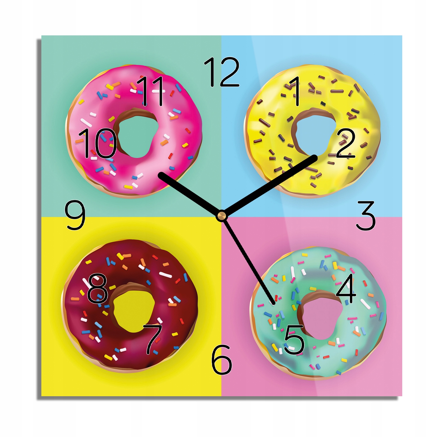 

Donuty pop art zegar na szkle ścienny 30x30 z foto