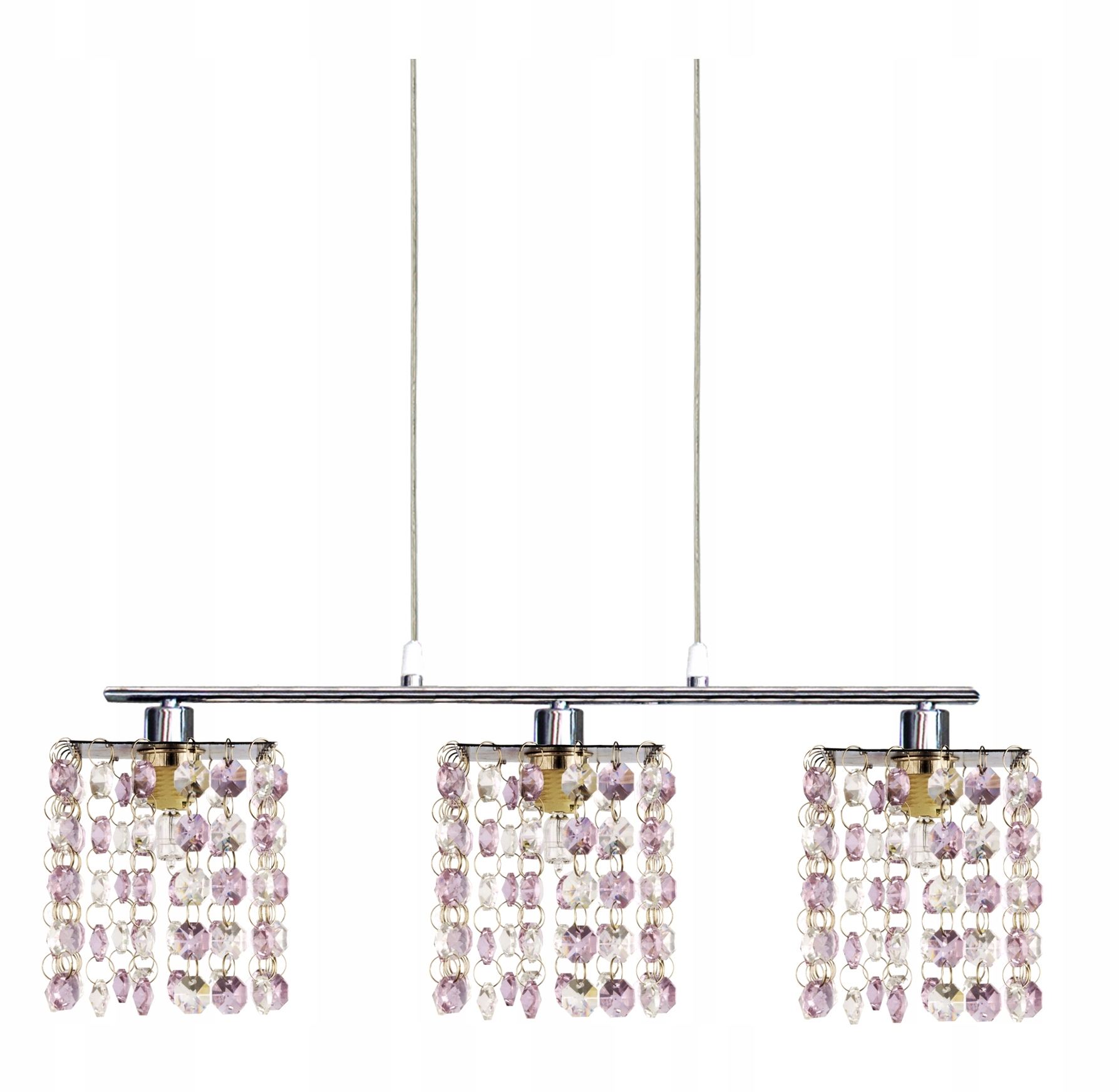 Závěsná lampa Classic Převis na lankách 3X40W G9 Chrom Fialová Křišťály