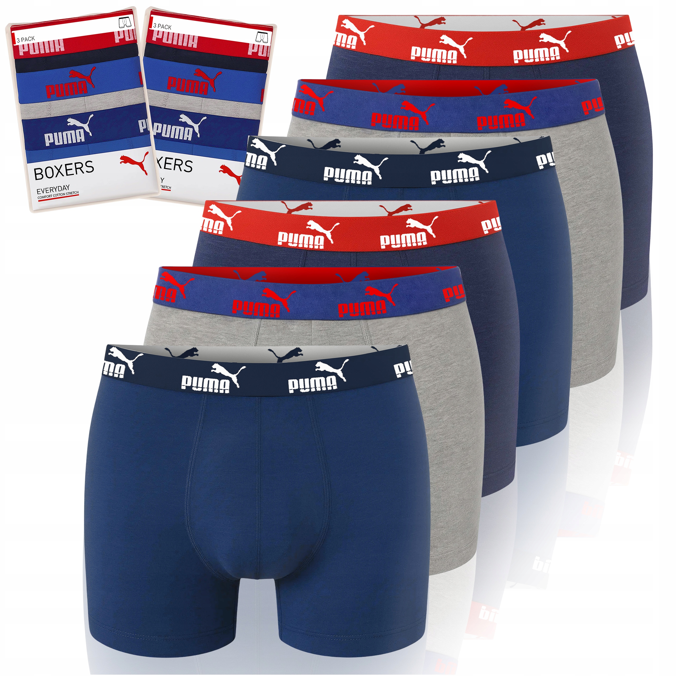Puma Pánské boxerky 6 kusů Slipy Bavlna Sodalite Blue Velikost M
