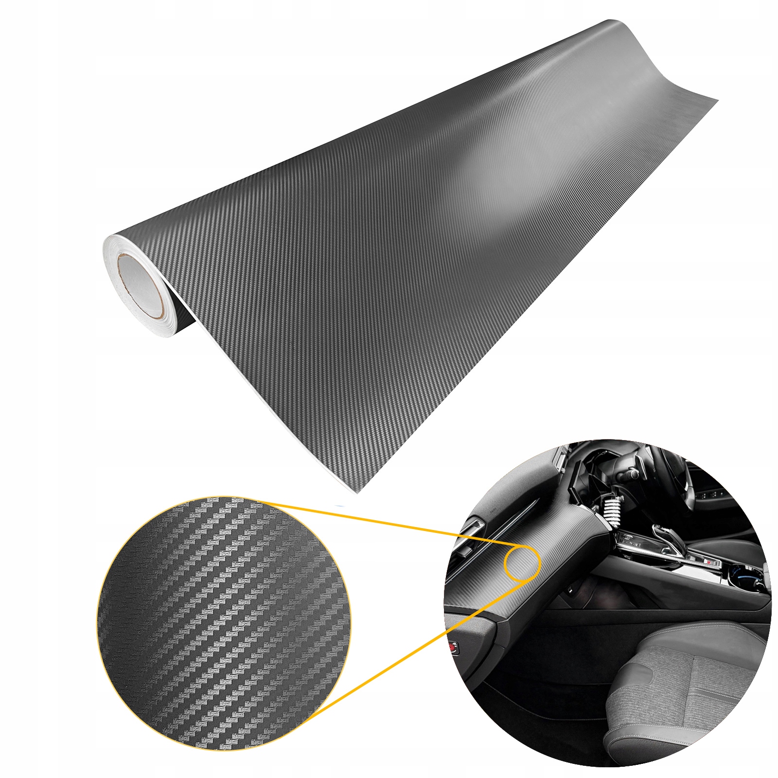 Fólie Automobilová Grafitová Carbon 3D Ochrana Dekorace Na Karoserii Kokpit