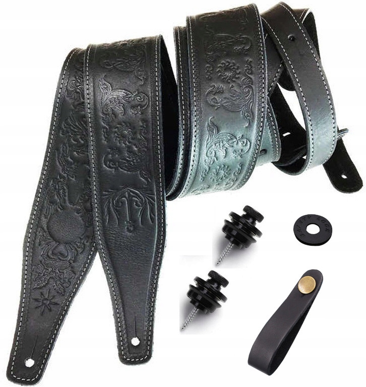 Kožený Pás Na Kytaru 2 x Strap Lock Závěs Zámek Kytarový Pásek