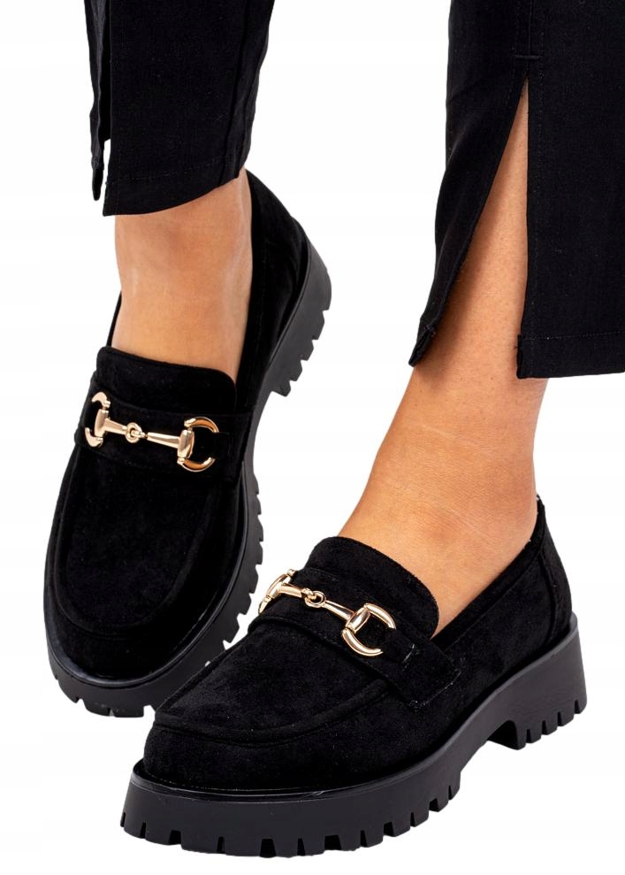 

Zamszowe mokasyny półbuty damskie czarne Megan 40