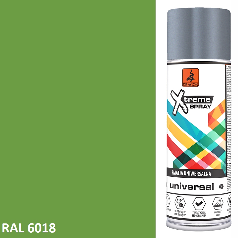 

Lakier Farba W Sprayu Połysk 400 ML RAL6018 Zieleń