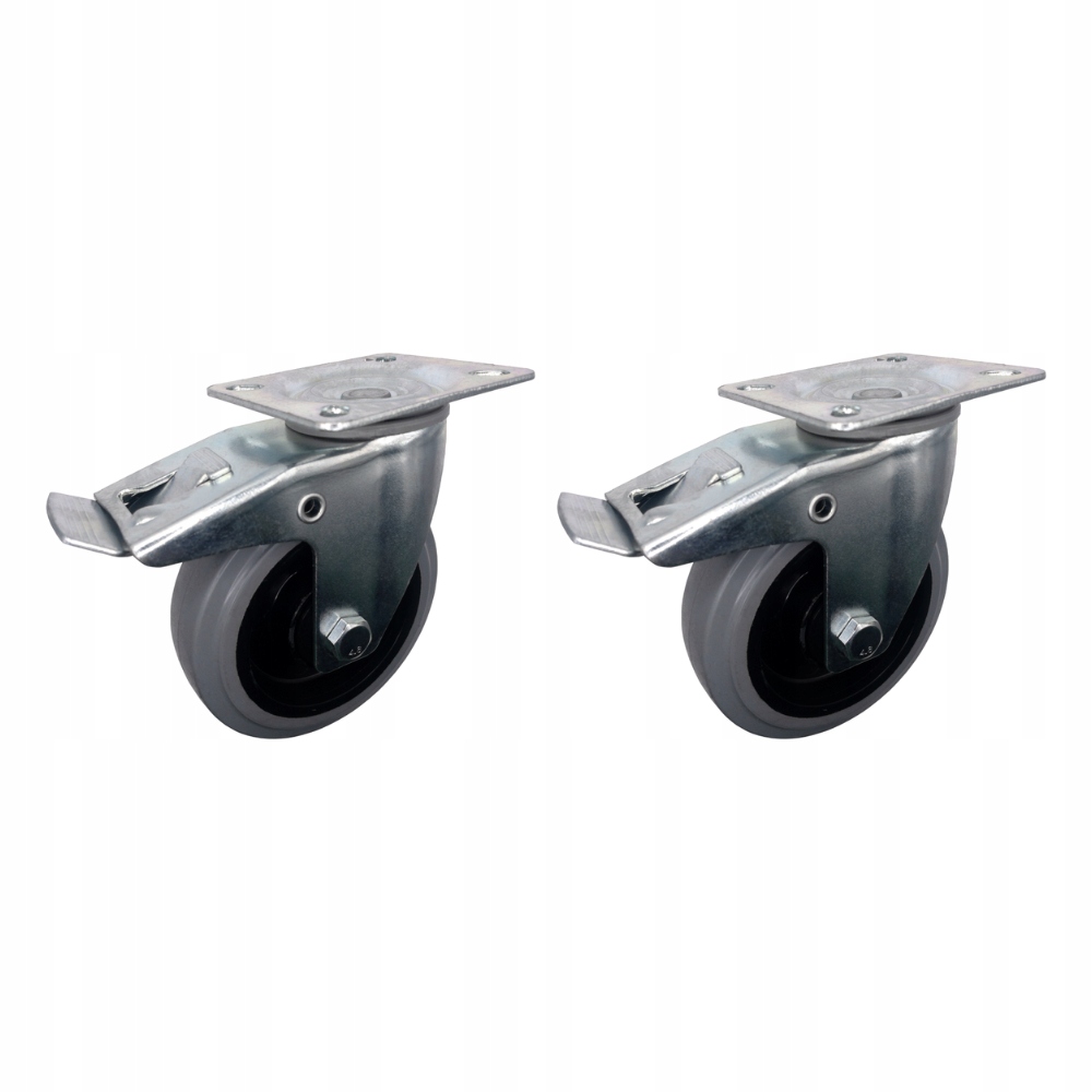 Sada otočných kol brzda 125 mm šedá guma 400 kg 2 ks Silné