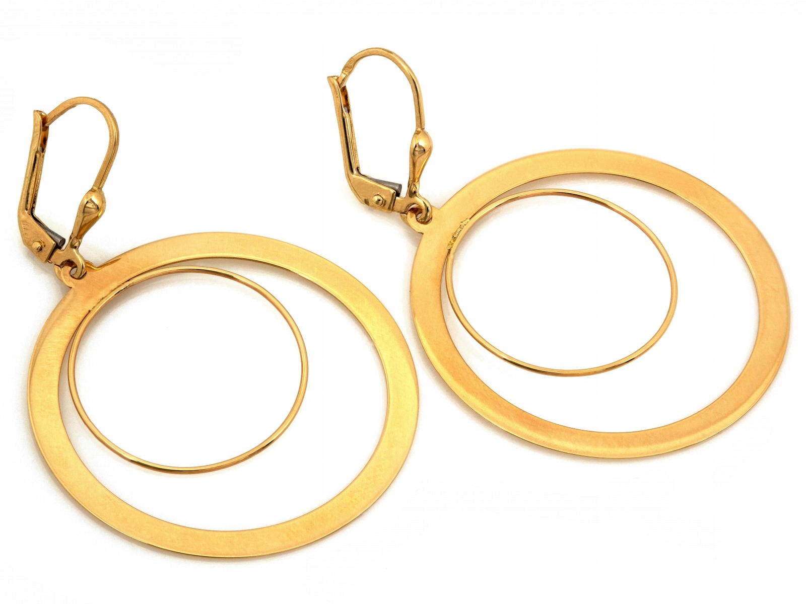 Náušnice zlaté 585, závěsné, velké kruhy, na anglickém zapínání, 3.42 g