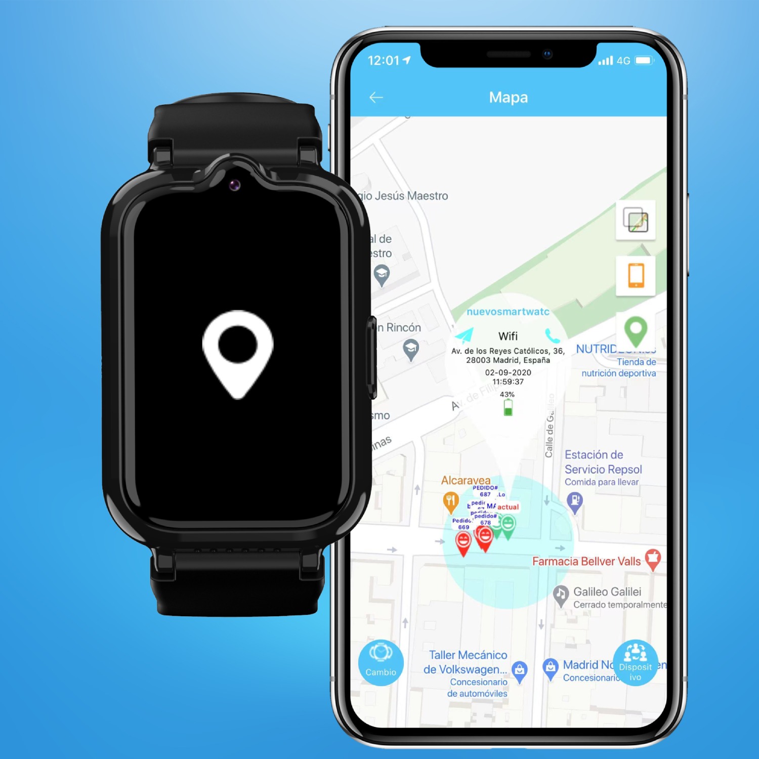 Smartwatch Dla Dzieci 4G GPS MANTA Junior Joy SOS niebieski 35mm LBS WiFi Transmisja danych 4G (LTE)