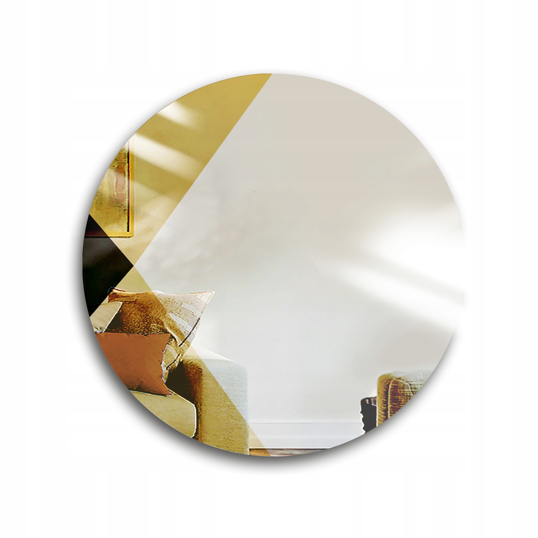 Zrcadlo s barevnou tabulí černo zlatá Fi 80 cm