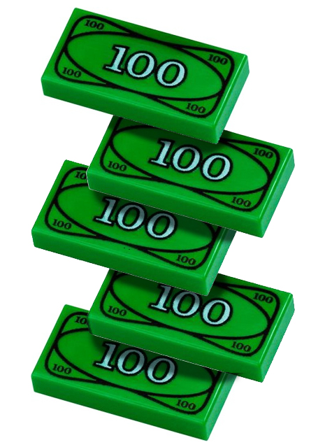 

Lego 3069bpx7, 100 dolarów, banknot 100$ 5szt