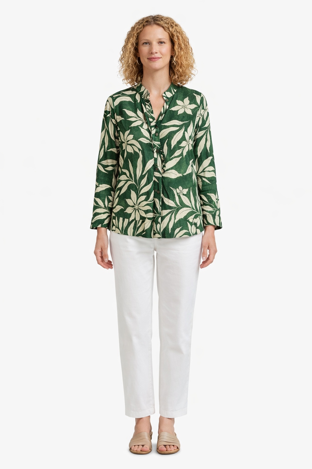 Košile S Květinovým Vzorem A Stojáčkem Z Viskózy XL I4A