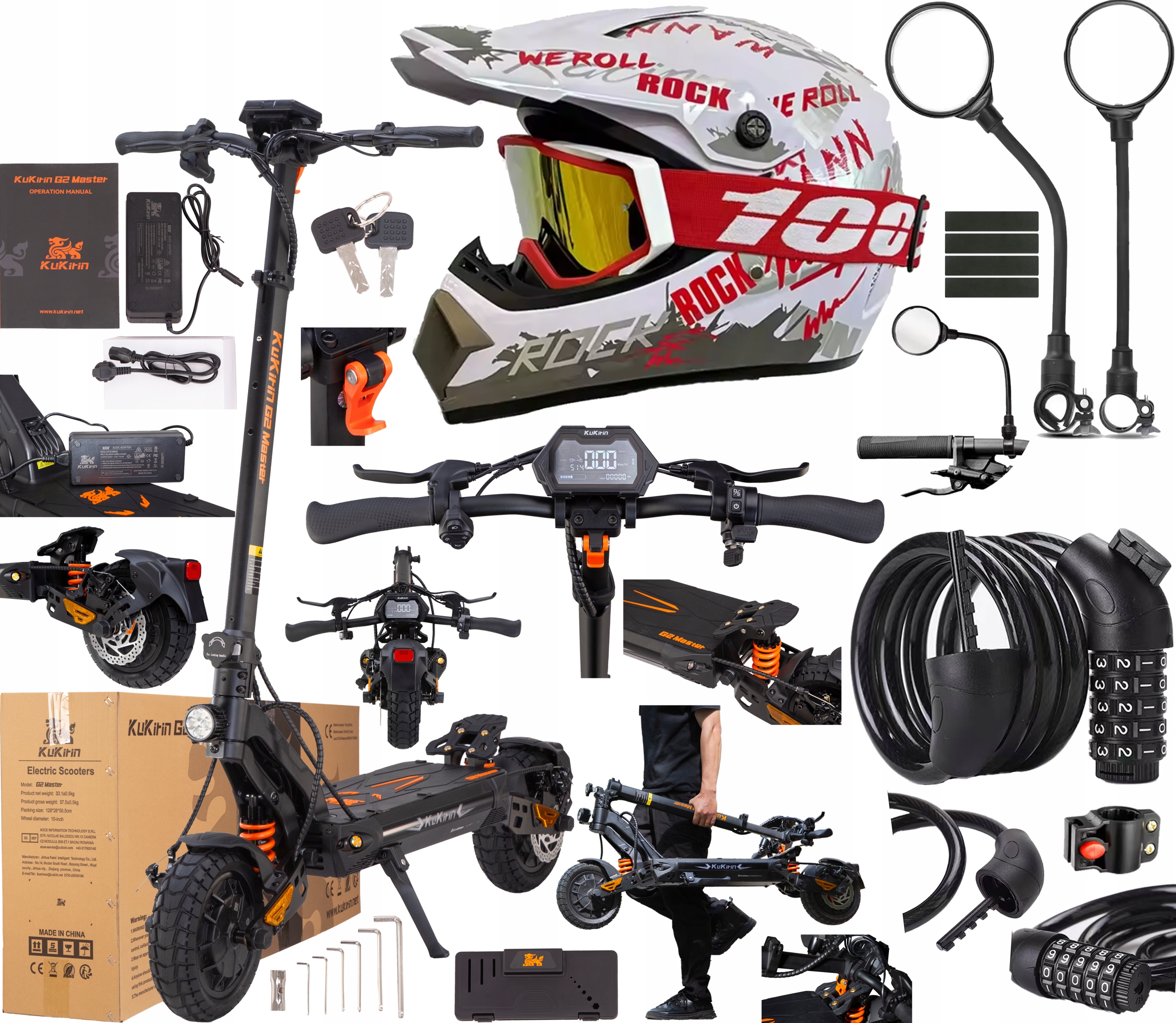 2026 KuKirin G2 Master 2000W 52V 20,8AH 60KM/H 70KM 10" terénní dárky