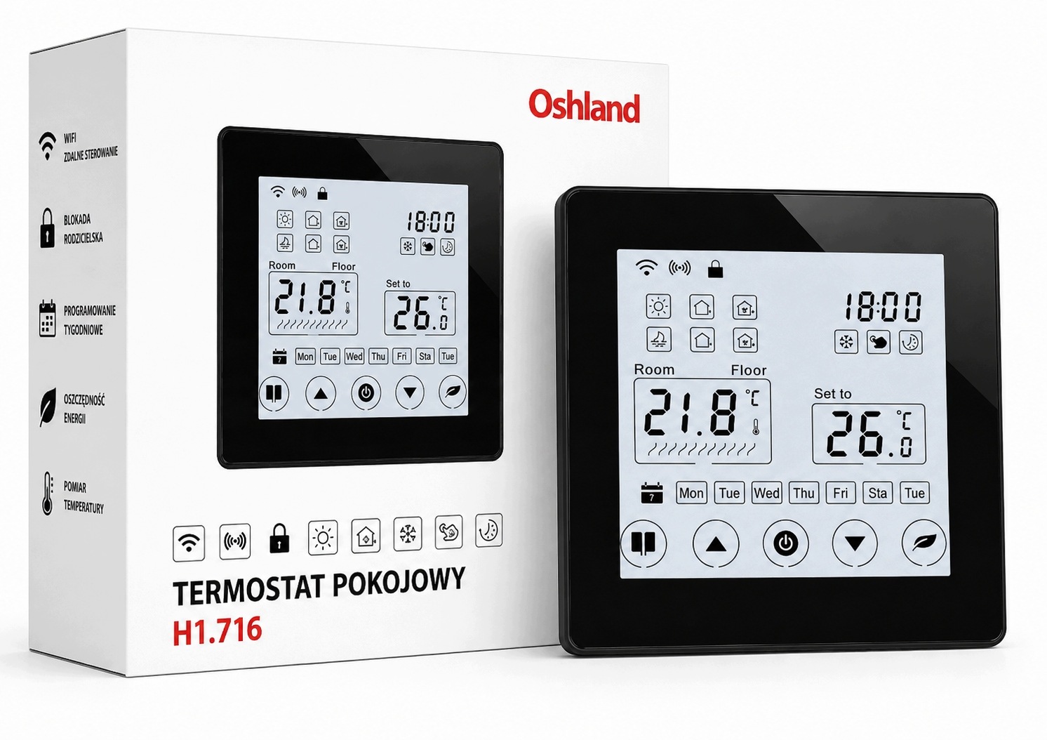 Černý Pokojový Termostat Dotykový Panel LCD 16A Wifi Podlahová Trubice