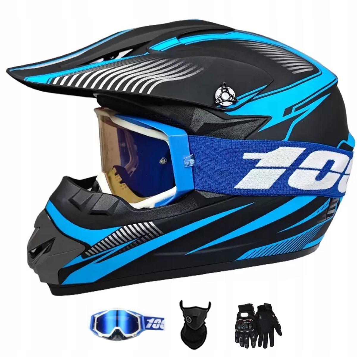 Motocyklová Přilba Lehká Enduro Quada Brýle Rukavice Maska XL