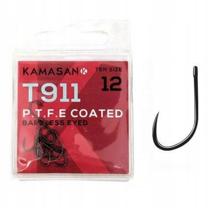 haczyki feederowe Kamasan T911 P.t.f.e Barbless Eyed rozmiar 10